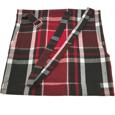 Classic Red Plaid Cotton Kitchen Apron, 24" x 36"