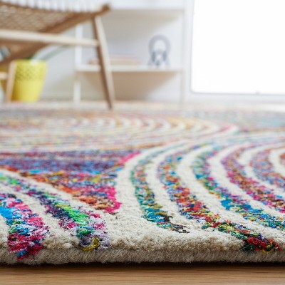 Hand-Tufted Multicolor Wool and Cotton Rectangular Rug