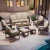 EAGLE PEAK Natural Cedar Wood Conversation Set, Outdoor Patio Furniture with 2 Ottomans and Coffee Table - 2 of 4