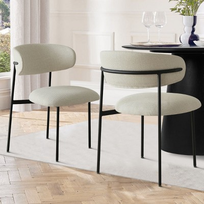 Merida Dining Chair Set of 2, Simple Design Armless Side Chairs with Metal Legs for Kitchen, Dining Room & Living Space-Maison Boucle