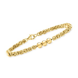 Ross-Simons 18kt Gold Over Sterling Byzantine and 5mm Bead Station Bracelet - 1 of 4