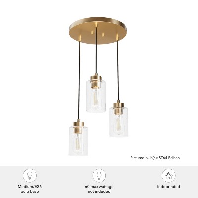 Alturas Gold 3-Light Seeded Glass Cluster Pendant