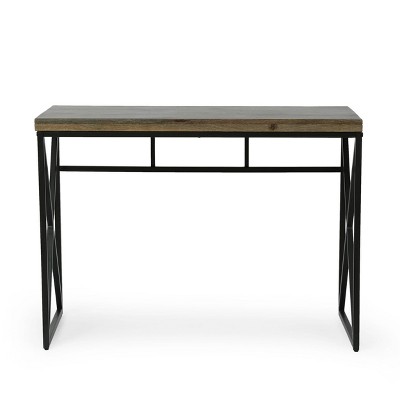 Screven Modern Industrial Handcrafted Mango Wood Desk Honey Brown/Black - Christopher Knight Home