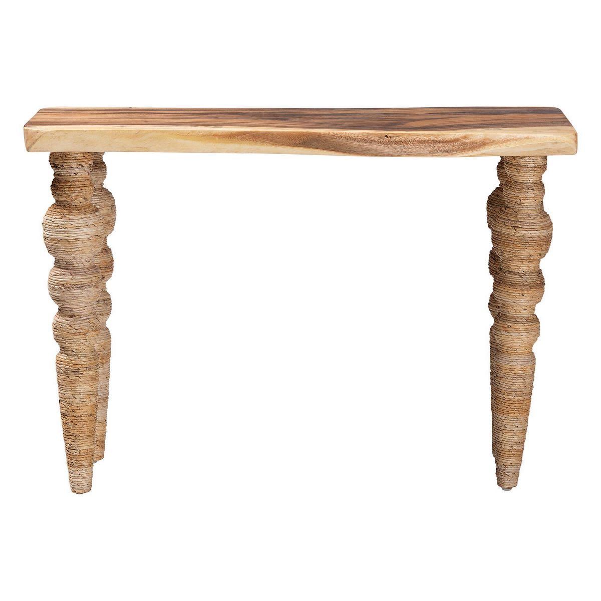 bali & pari Nasnan Teak Wood Console Table with Seagrass Legs Entryway Table Brown - thumbnail 4