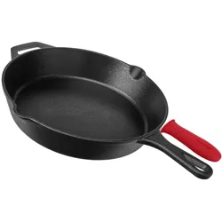 Cuisinel C12612 12 Inch Pre Seasoned Cast Iron Skillet Frying Pan Cookware for Indoor and Outdoor Cooking on Grill, Stove, and Oven, with Handle Cover