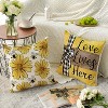 Velvet Home Sweet Home Bee Sunflower Throw Pillow Covers, 18 x 18 Inch Love Lives Here Spring Summer Stripes - 4 of 4