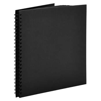 Paper Junkie Blank Hardcover 12x12 Scrapbook Album for Photos, Black Spiral Bound Wedding Guest Book, 40 Sheets