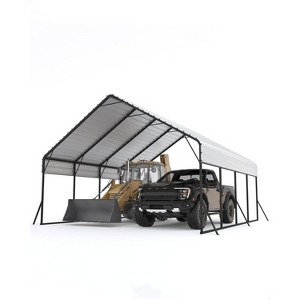 13'x26'x11' Oversized Metal Carport, Steel Heavy Duty Carport for All-Weather, Permanent Shelter for Boats, Pickup Trucks, and Tractors, N.W. 780 Lbs - 1 of 4