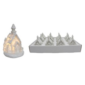 Transpac LED Mini Church Decorative Sculpture Set of 12 Christmas Tabletop Decor Battery Operated Indoor Gift White Colorful - 1 of 1