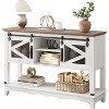 Rustic Farmhouse Console Table with Sliding Barn Doors, Storage Cabinet Entryway Table, Sofa Table for Living Room, Hallway, Modern Rustic Furniture - 3 of 4