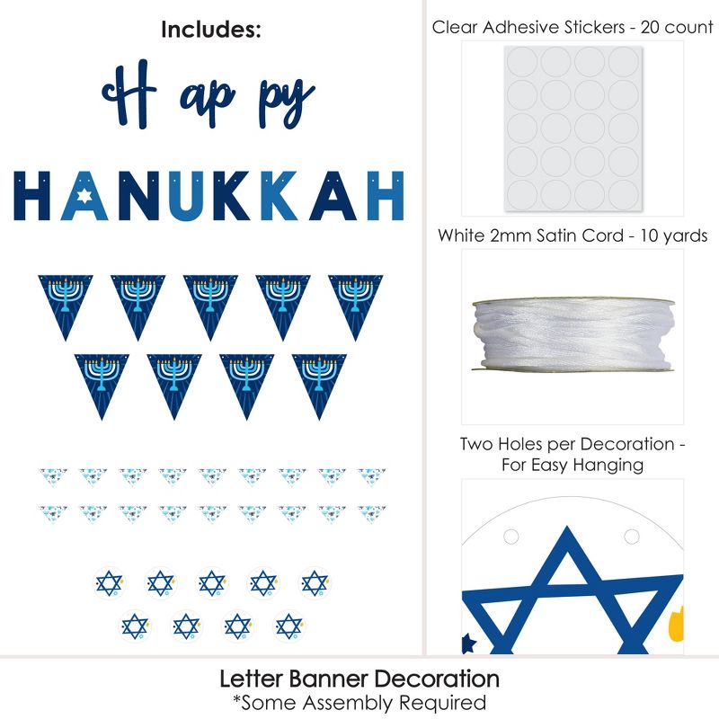 Big Dot of Happiness Hanukkah Menorah - Chanukah Holiday Party Letter Banner Decoration - 36 Banner Cutouts and Happy Hanukkah Banner Letters, 5 of 8