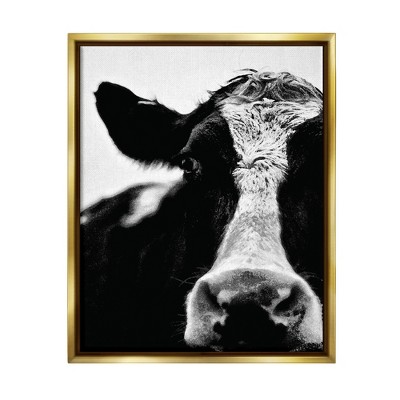 Stupell Industries Cow Black And White Close Up