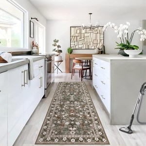 Retro Mottled Flowers Area Rug Boho Design Non-Shedding Easy Care Ideal for High Traffic Areas In Living Room Bedroom Office Kitchen - 1 of 4
