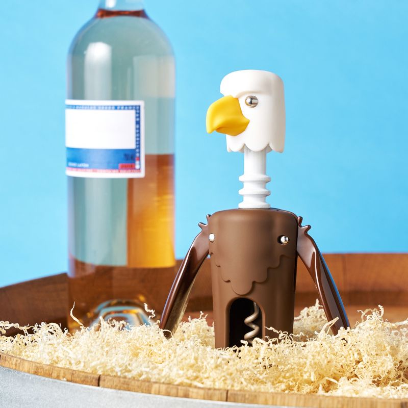 True Zoo Bald Eagle Winged Corkscrew Soft-Touch Wine Bottle Cork Opener Remover, 3 of 8