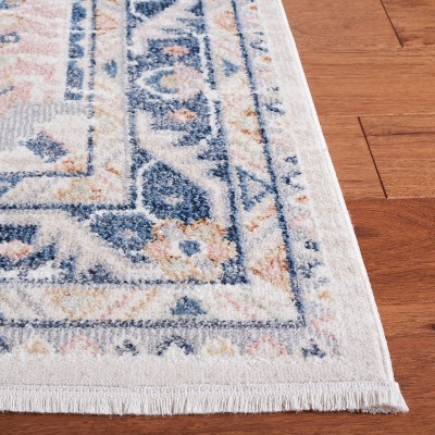 Vintage Charm Navy Blue Synthetic 5'3" x 7'6" Machine Washable Area Rug