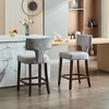 Okak Modern Counter Bar Stools Height Dining Chairs Set of 2, Curved Linen Upholstered Back with Copper Nailheads & Solid Hardwood Frame - 3 of 4