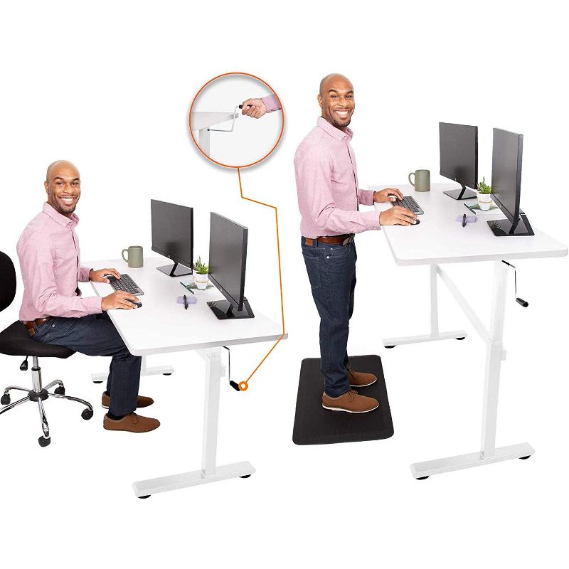Tranzendesk Standing Desk – 55" Manual Height Adjustable Workstation – White – Stand Steady, 3 of 13