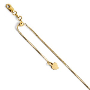 Black Bow Jewelry 14k Yellow Gold 1mm Adjustable Box Chain Anklet, 11 Inch - 1 of 4