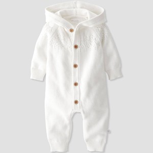 Little Planet By Carter's Organic Baby Hooded Sweater Jumpsuit - Cream - 1 of 3