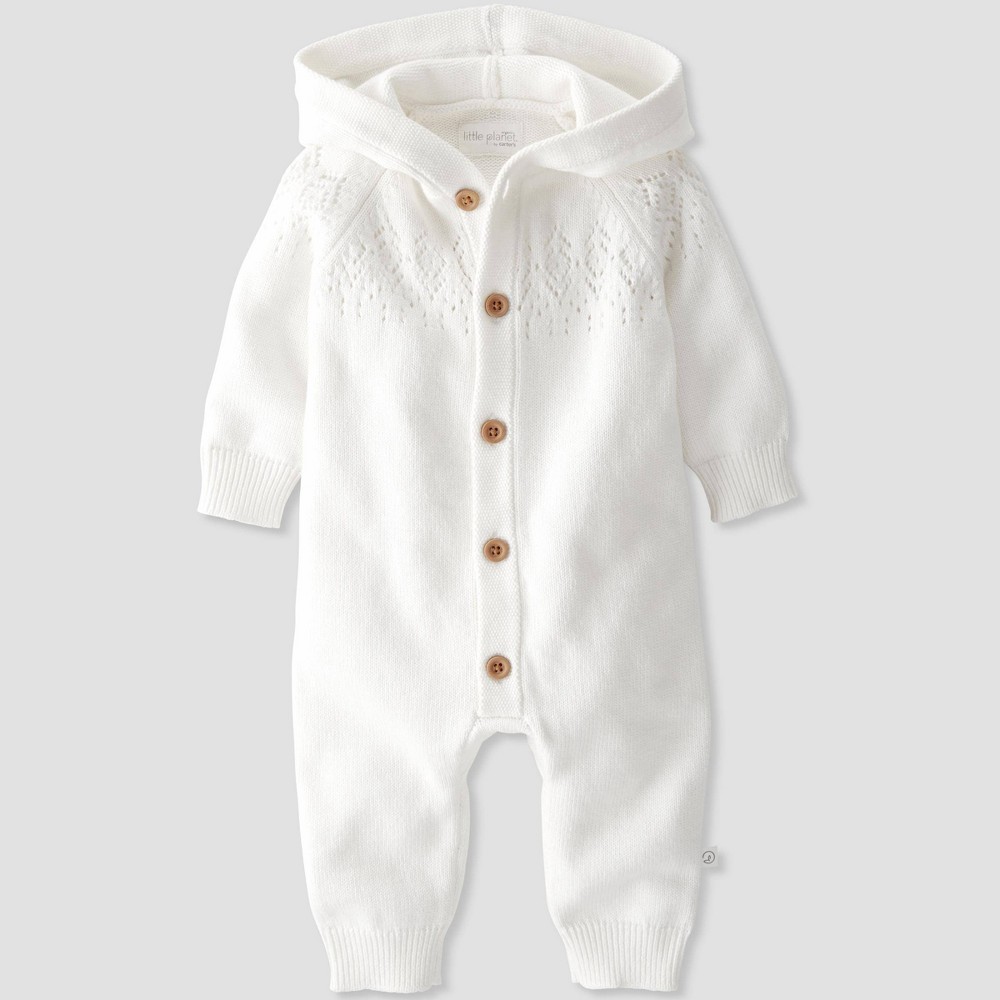 Little Planet by Carter's Organic Baby Sweater Pram Coveralls - Cream 12M