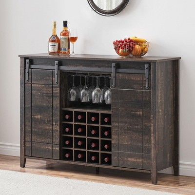 Coffee Bar Cabinet with Storage,47" Wine Bar Cabinet with Sliding Barn Door