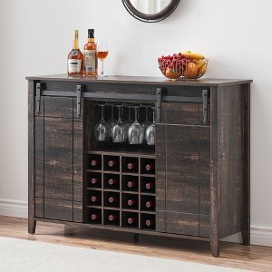 Coffee Bar Cabinet with Storage,47" Wine Bar Cabinet with Sliding Barn Door - 1 of 4
