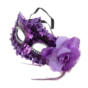 Unique Bargains Floral Sequins Half Face Party Mask 1 Pc - 1 of 4