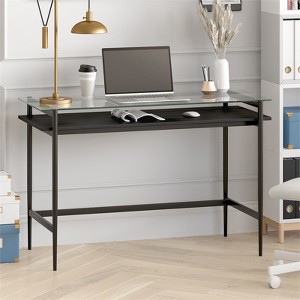 46" Black Bronze Desk with Black Woodgrain Shelf - Henn&Hart - 1 of 4