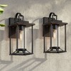 John Timberland Frederick 15 1/2" High Industrial Outdoor Wall Light Fixture Mount Porch House Exterior Set of 2 Sand Black Metal Clear Glass Shade - 2 of 4
