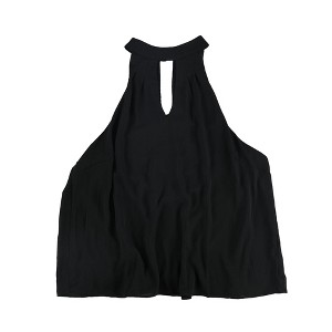 bar III Womens Keyhole Cold Shoulder Blouse, Black, Large - 1 of 2