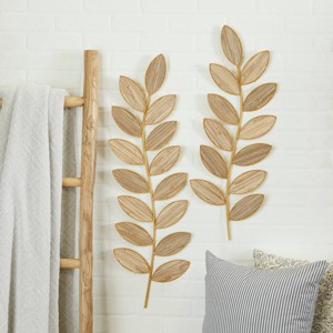 Set of 2 Metal Leaf Wall Decors Brown - Olivia & May - 1 of 4