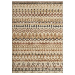 Washable Vintage Printed Rug Non Slip Low Pile Rug Soft Throw Floor Cover Foldable Indoor Carpet for Living Room Bedroom,Beige/5'x7' - 1 of 4