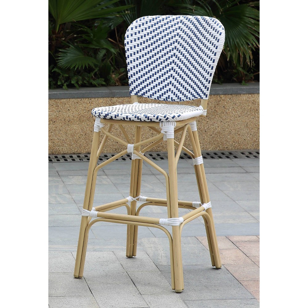 Photos - Garden Furniture Aster 2pk Wicker Patio Bar Height Chairs - Navy/White - miBasics