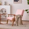 KTMBDW Mid-Century Accent Chair Modern Retro Leisure, Solid Wood Frame Upholstered Teddy Fleece Fabric Single Sofa Armchair for Living Room, Bedroom - 3 of 4
