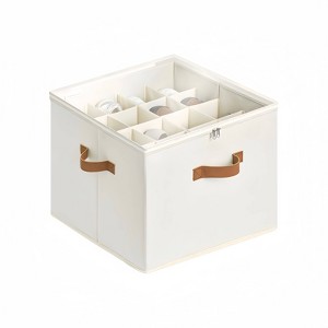 WeThinkStorage Adjustable Fabric Storage Bin with Clear Cover and Dividers Ivory - 1 of 4