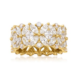 Ross-Simons 7.30 ct. t.w. Multi-Cut CZ Floral Eternity Band in 18kt Gold Over Sterling - 1 of 4