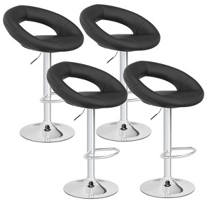Tangkula Height Adjustable Bar Stools Set of 4 Swivel Counter Stools with Hollow Back & Footrest Heavy-duty Metal Frame Upholstered Pub Stools Swivel - 1 of 4