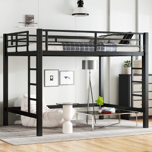 KTMBDW Loft Bed with Ladder and Guardrail,Heavy Duty Metal Slats Support No Box Spring Needed Small Furniture for Bedroom Dorm - 1 of 4