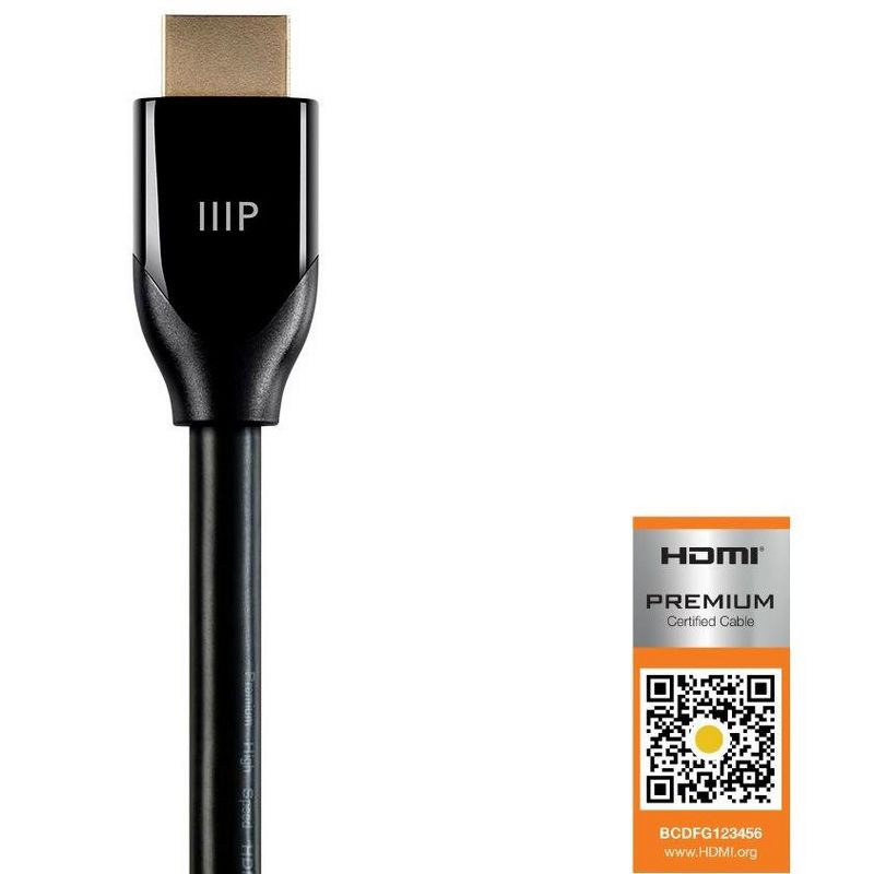 Monoprice HDMI Cable - 20 Feet - Black| Certified Premium, High Speed, 4k@60Hz, HDR, 18Gbps, 28AWG, YUV 4:4:4, Compatible with UHD TV and More, 3 of 5