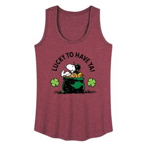 Women's - Peanuts - Lucky To Have Ya Graphic Racerback Tank - 1 of 4