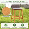 Tangkula Solid Acacia Wood Bar Stools Set of 2 Rattan Bar Height Patio Chairs for Porch - 4 of 4