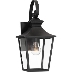 John Timberland Skye 16 1/4" High Traditional Outdoor Wall Light Fixture Mount Porch House Exterior Outside Weatherproof Black Metal Clear Glass Shade - 1 of 4
