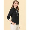 Allegra K Women's Office Bow Tie V Neck 3/4 Sleeve Elegant Chiffon Work Tops - 3 of 4