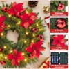 Christmas Garland with Lights&Christmas Wreaths for Front Door Set,Christmas Decoration with Pine Cones - 4 of 4
