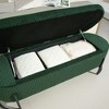 Sapphtopaz Oval Storage Ottoman Bench with Safety Hinge, Velvet Storage Bench with Padded Top, Upholstered Bedroom End Bench for Bedroom - 4 of 4