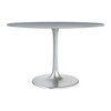 HomeRoots 48" Gray and Silver Marble and Aluminum Pedestal Base Round Top Dining Table - 4 of 4