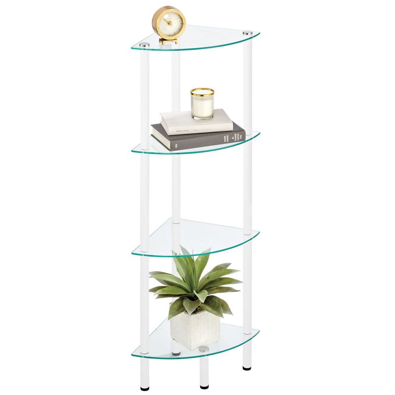 mDesign Glass Corner 4-Tier Storage Organizer Tower Cabinet, 1 of 8