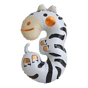 Unique Bargains Number Balloons Animal Print Foil Decoration for Party Birthday - 1 of 4