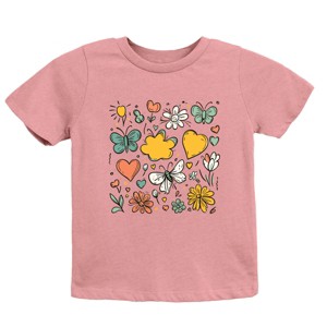 The Juniper Shop Flowers and Butterflies Youth Short Sleeve Tee - S - Mauve - 1 of 4