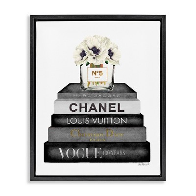 Stupell Industries Monochrome Fashion Designer Bookstack, 17" x 21"